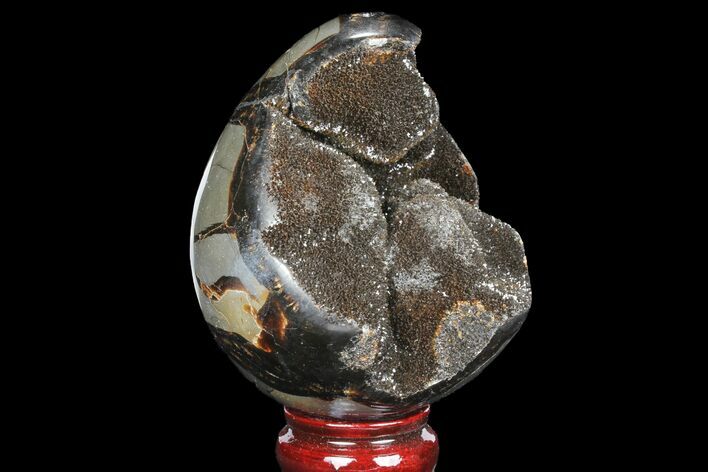 Bargain, Septarian Dragon Egg Geode - Black Crystals #98844